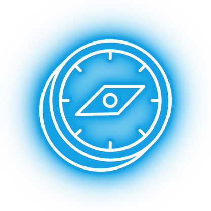 Neon blue compass icon