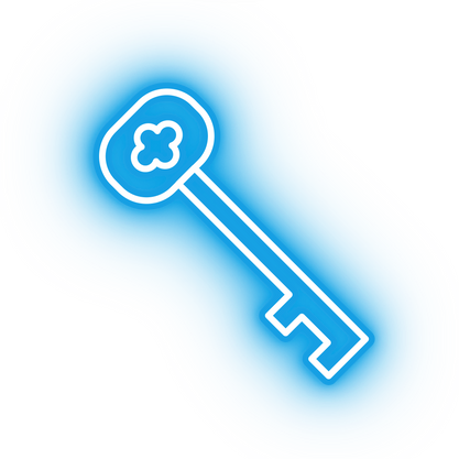 Neon blue key icon